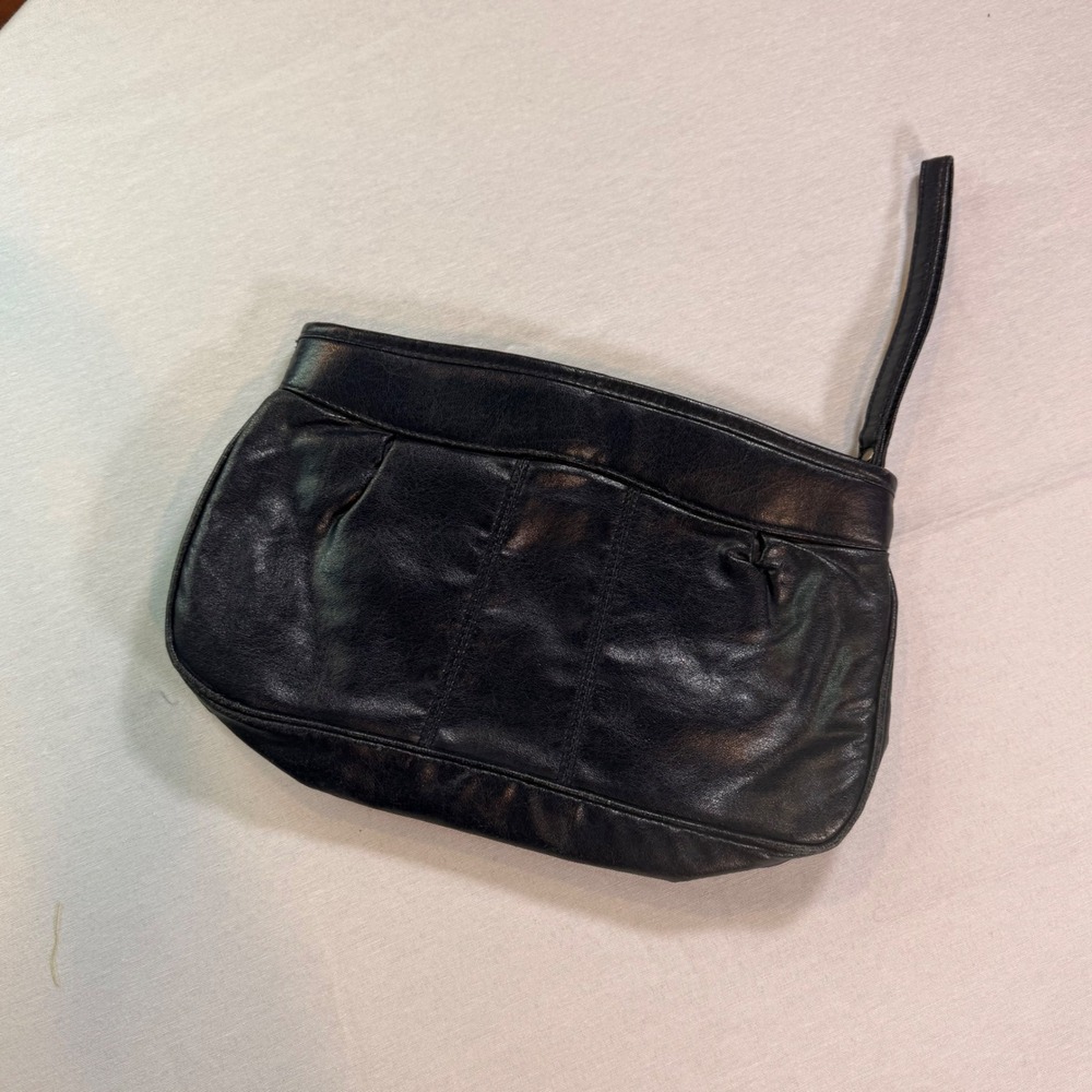 Vintage MCI Wristlet Clutch Bag M‎ Navy Leather Indie Sleaze Boho 10x6.5